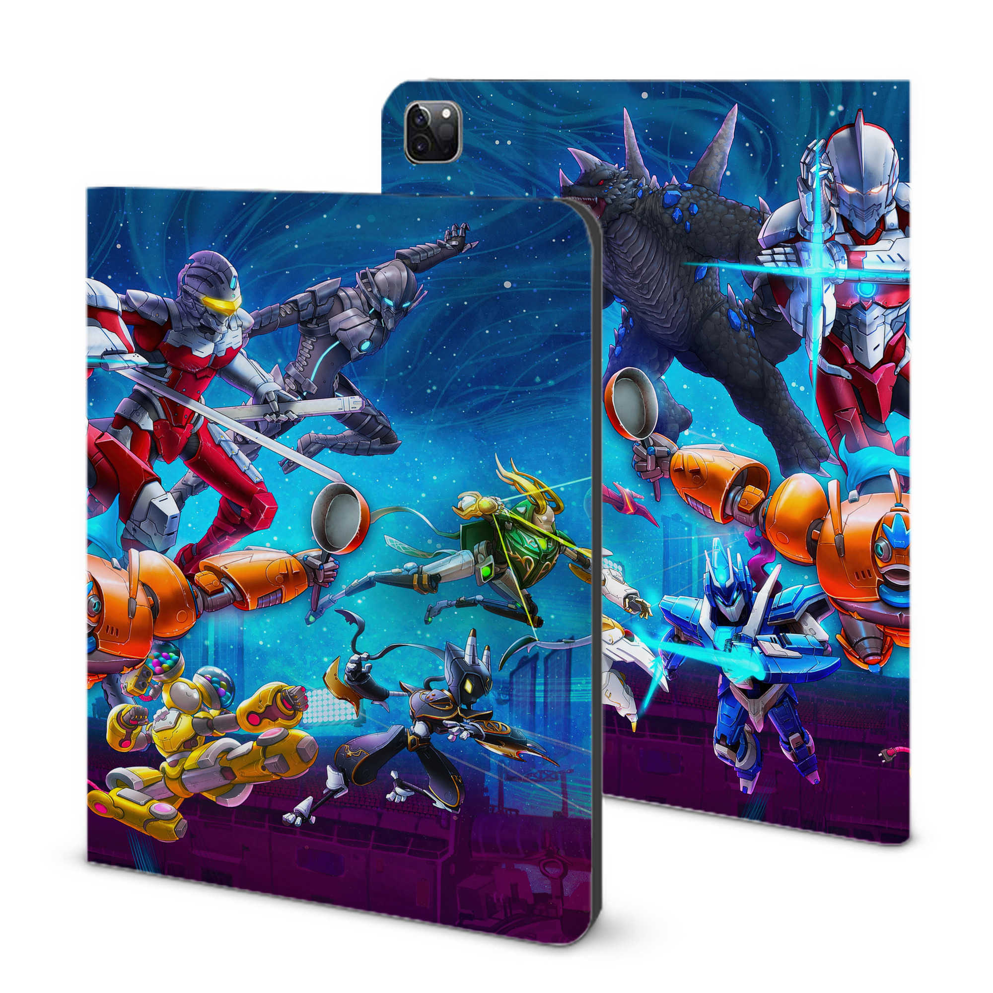（画像用） ウルトラマン Ultraman IPad ケース ブック型 PUレザー TPU 耐衝撃 軽量 薄型 ペン収納なし 全面保護 IPad 各モデル対応